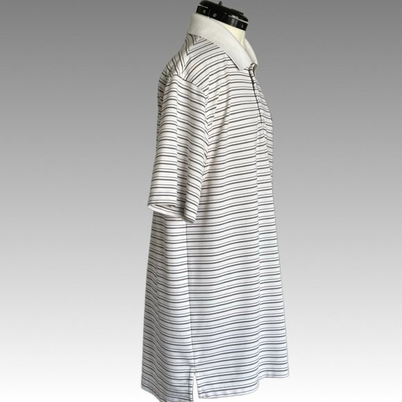 UNDER ARMOUR Polo Shirt Heat Gear Loose Performance Golf White Grey Stripe Men M - Picture 5 of 15